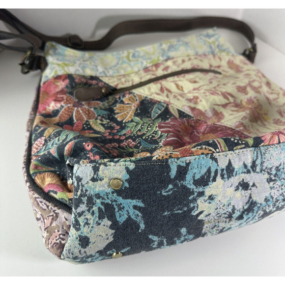 Myra Le Fleur Bel Shoulder Bag Floral Canvas & Leather Purse Mixed Print - Picture 9 of 12